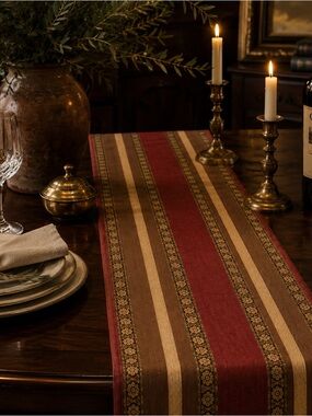 Handmade Cotton Table Runner Rustic Tuscan Old Money Decor
